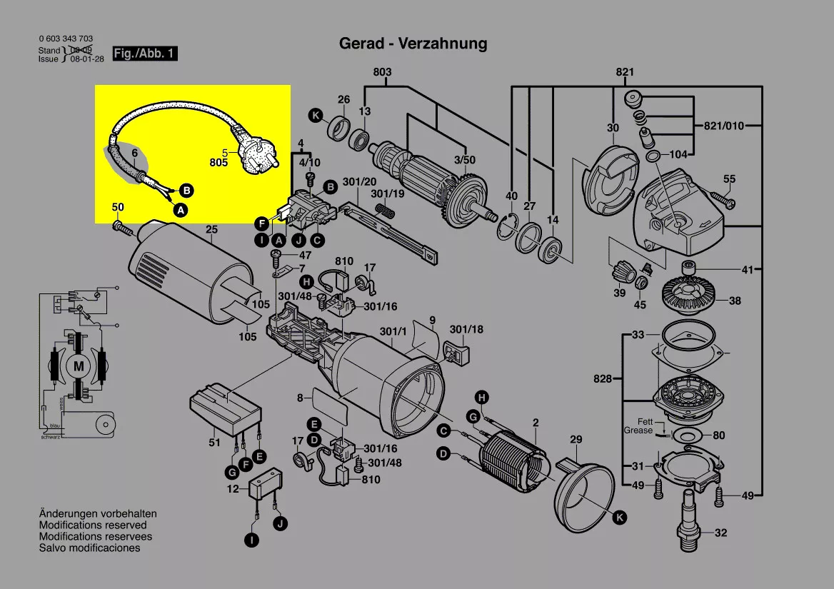 Cable d´alimentation prise suisse réf. 1 604 460 432 Bosch